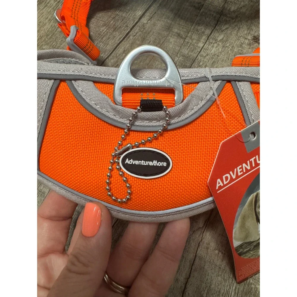 AdventureMore No Pull Dog Harness Orange Large Reflective Adjustable Handle L